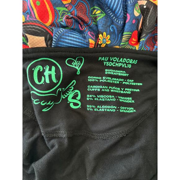 Bright and Vibrant Mexican Ay Guey Oversized Hood Hoodie Size Small EUC - Picture 4 of 6